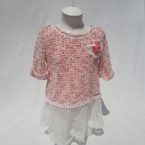 Little Lass Pink and Lace dress girls Size 6